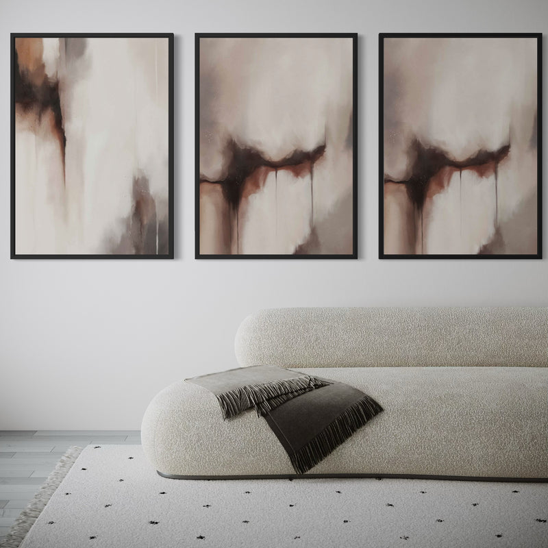Set of 3 Framed Canvas - Silent Ember