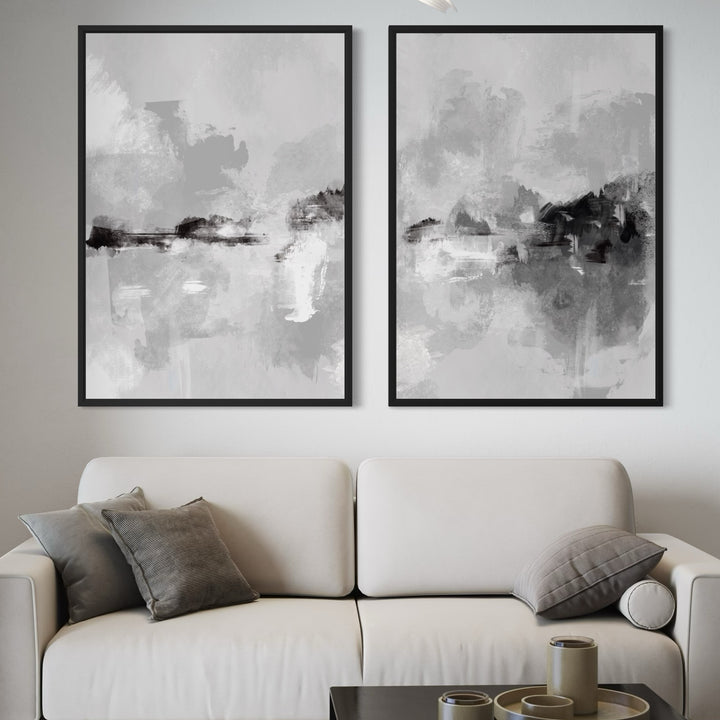 Framed Canvas Set of 2 - Clouded Horizons