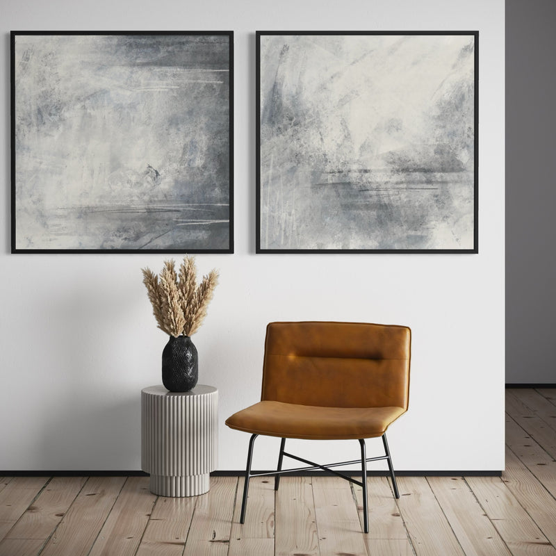 Framed Canvas Set of 2 - Silver Horizon