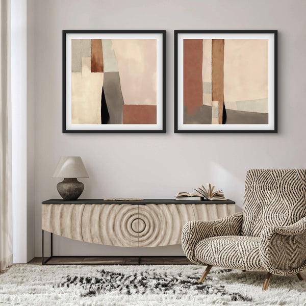 Abstract Art set of 2 prints - Desert Columns