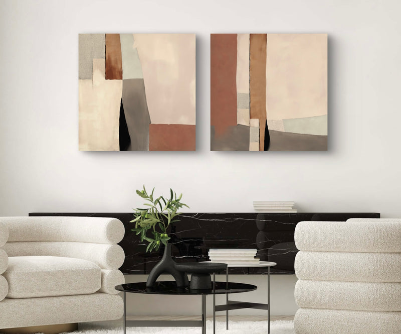 Abstract Canvas Set of 2 - Desert Columns