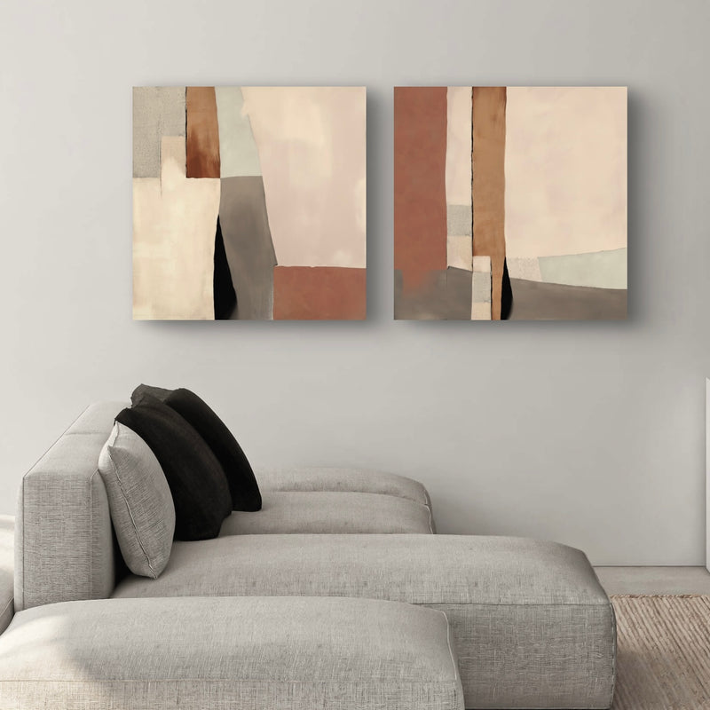 Abstract Canvas Set of 2 - Desert Columns