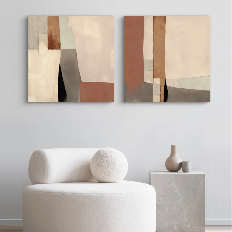 Abstract Canvas Set of 2 - Desert Columns