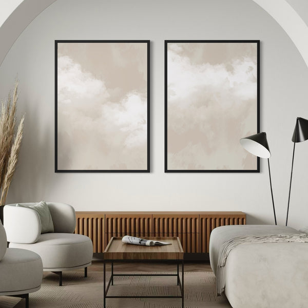 Framed Canvas Set of 2 - Cream Clouds