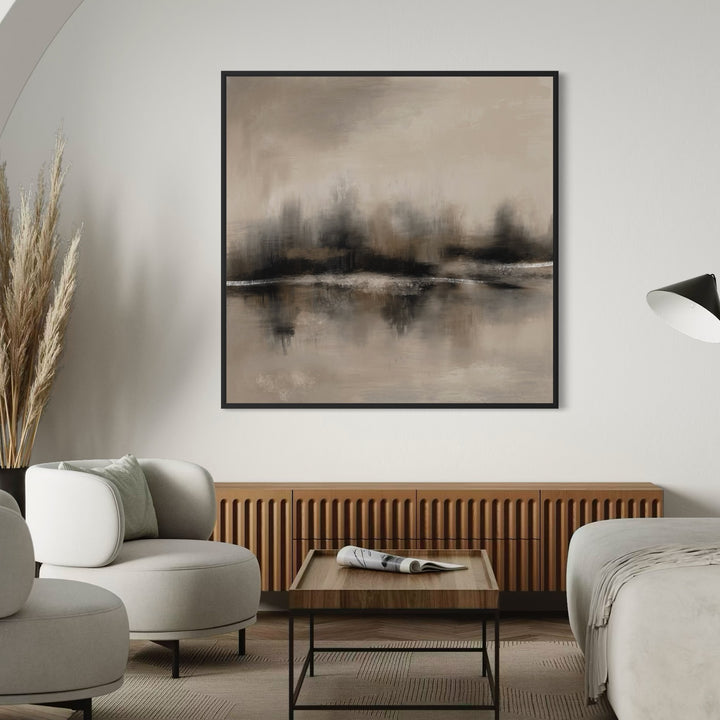 Framed Canvas - Taupe Reflection