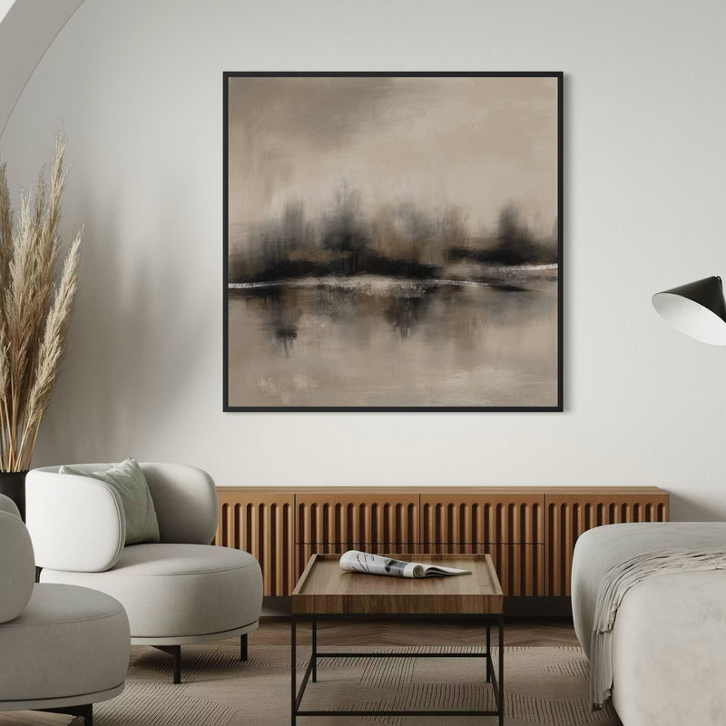 Framed Canvas - Taupe Reflection