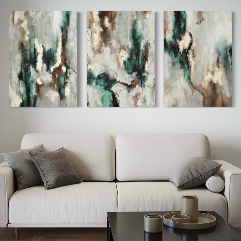 Abstract Canvas Set of 3 - Green Forest