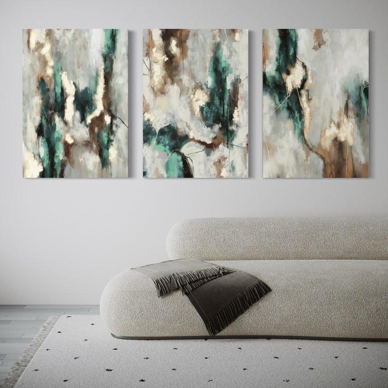 Abstract Canvas Set of 3 - Green Forest