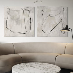 Abstract Canvas Set of 2 - Grey Horizon