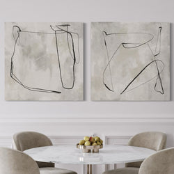 Abstract Canvas Set of 2 - Grey Horizon