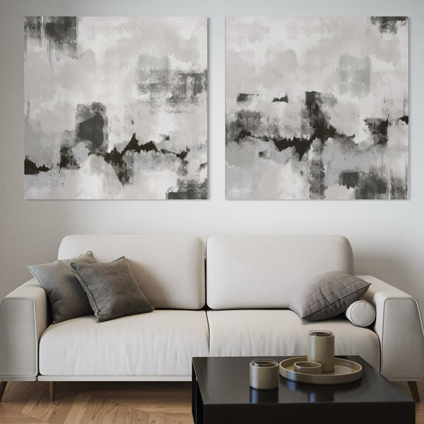 Abstract Canvas Set of 2 - Whisper Grey