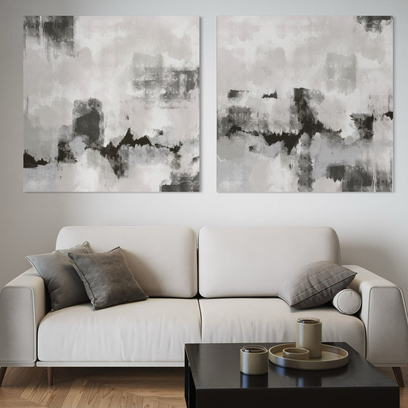 Abstract Canvas Set of 2 - Whisper Grey