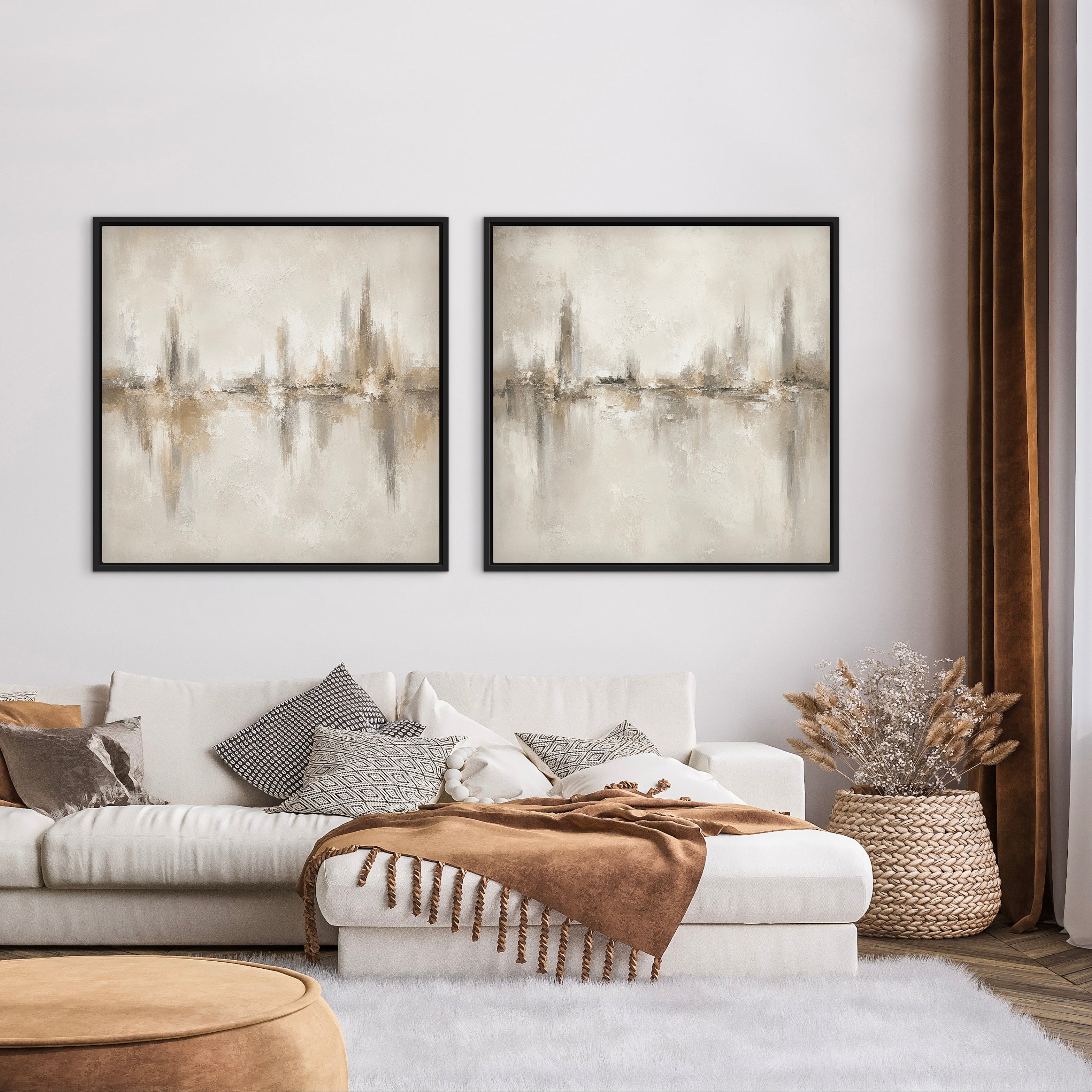 Gerahmtes Leinwandbild 2er-Set – Bernsteinhorizont