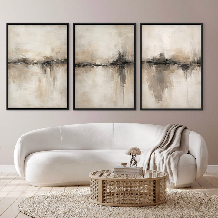 Set of 3 Framed Canvas - Nude Reflection