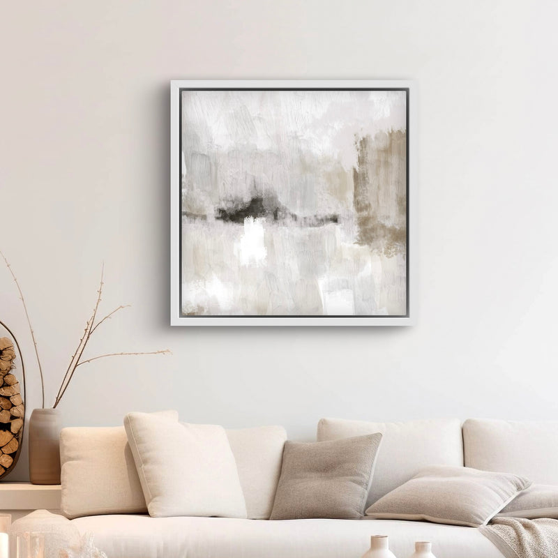 Framed Canvas - Nude & Grey Clouds