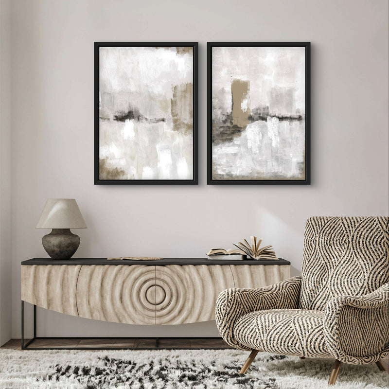 Framed Canvas Set of 2 - Nude & Grey Clouds