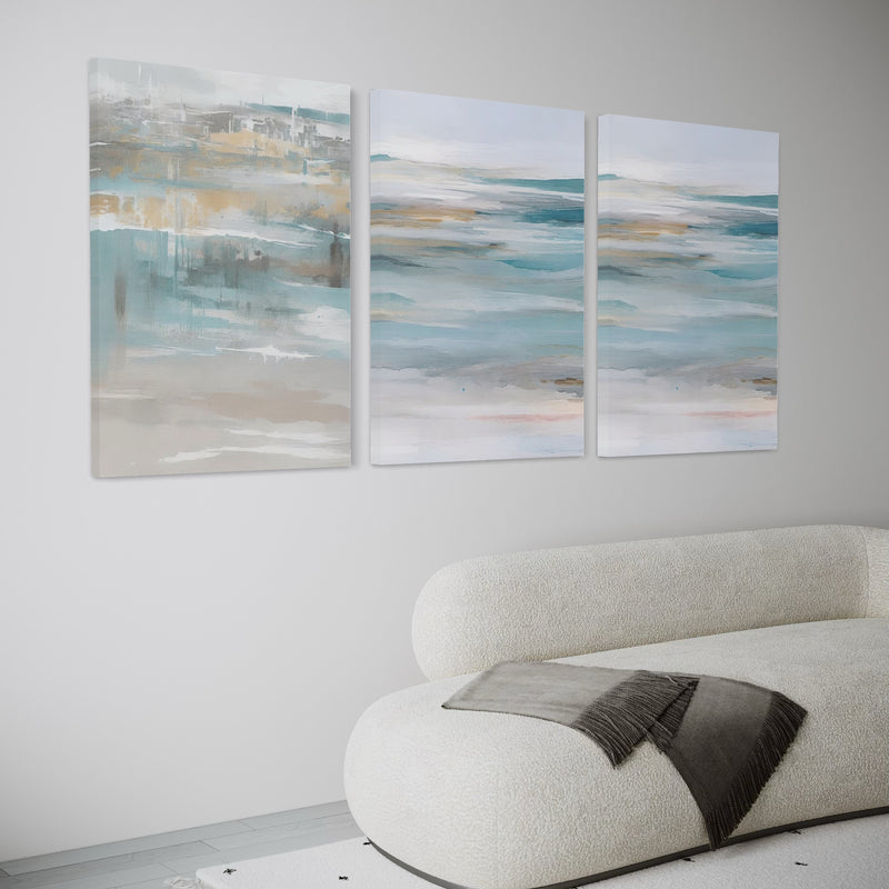 Abstract Canvas Set of 3 - Calm Ocean