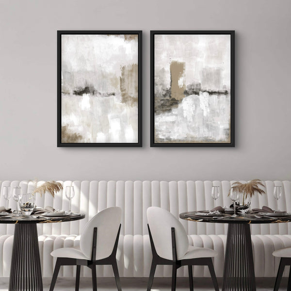 Framed Canvas Set of 2 - Nude & Grey Clouds