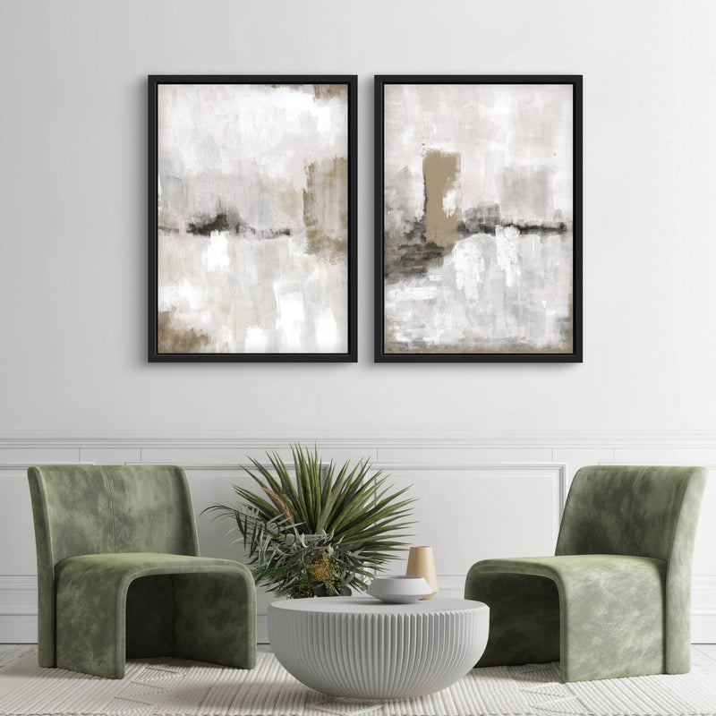 Framed Canvas Set of 2 - Nude & Grey Clouds