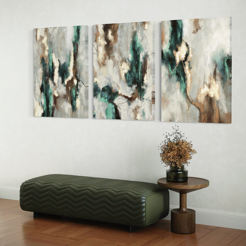 Abstract Canvas Set of 3 - Green Forest