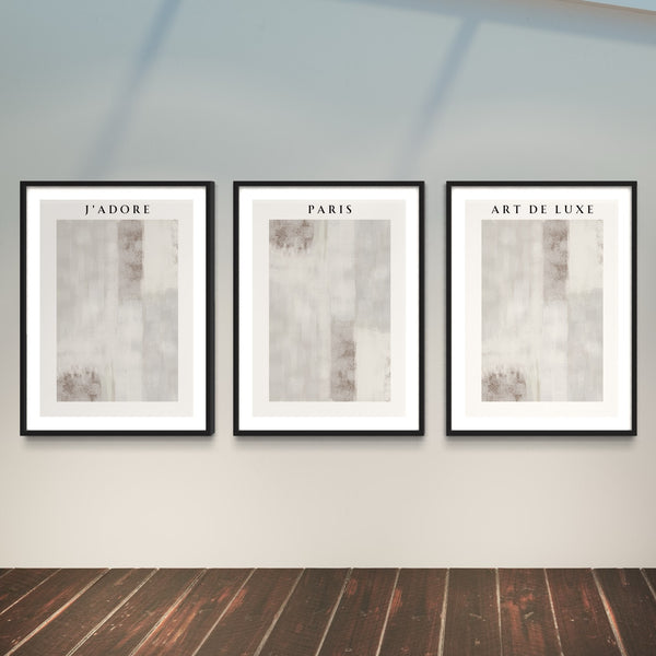 Abstract Art set of 3 prints - Nude Paris