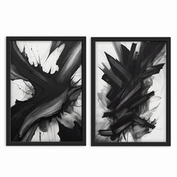 Abstract Art set of 2 prints - Black Storm