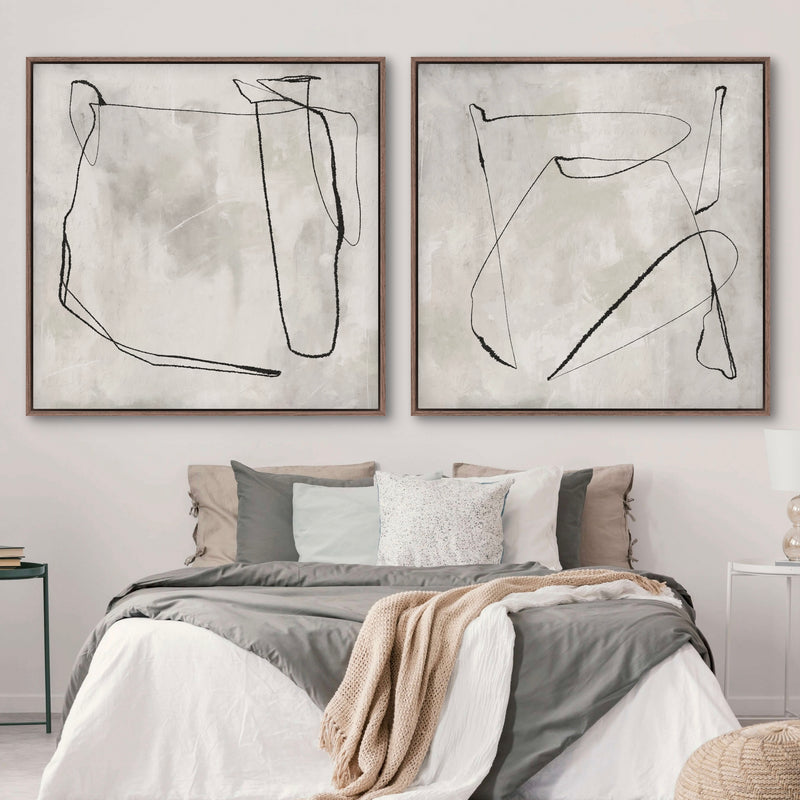 Framed Canvas Set of 2 - Grey Horizon
