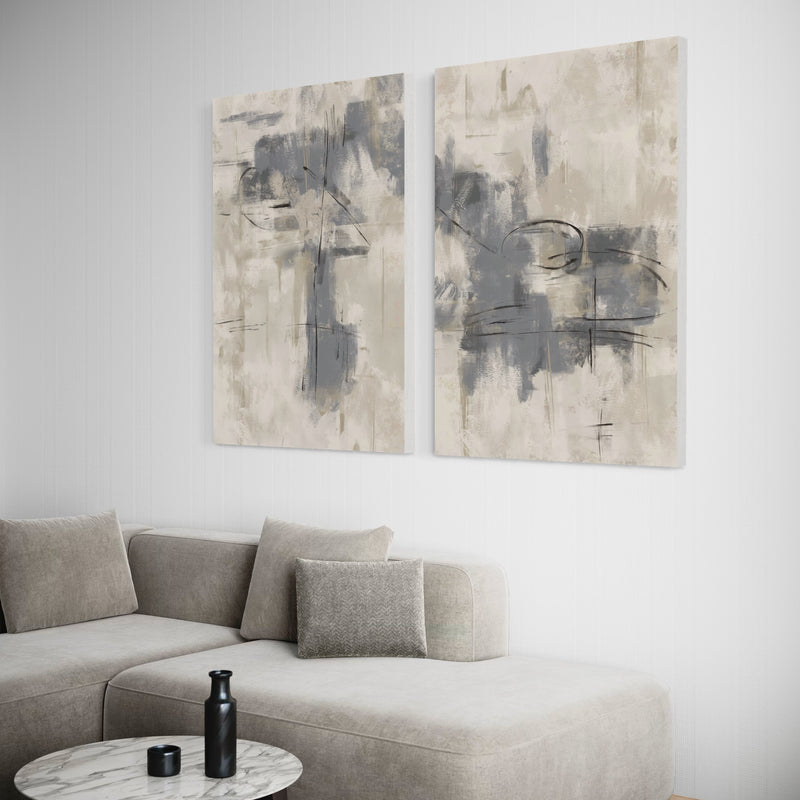 Abstract Canvas Set of 2 - Grey Dream