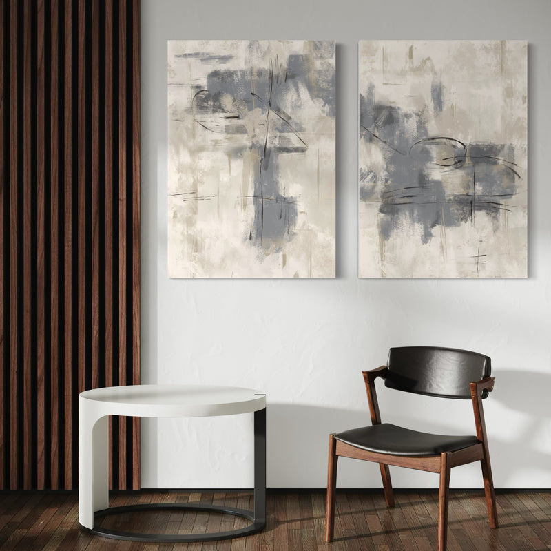 Abstract Canvas Set of 2 - Grey Dream