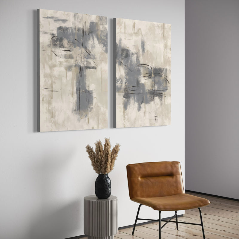 Abstract Canvas Set of 2 - Grey Dream