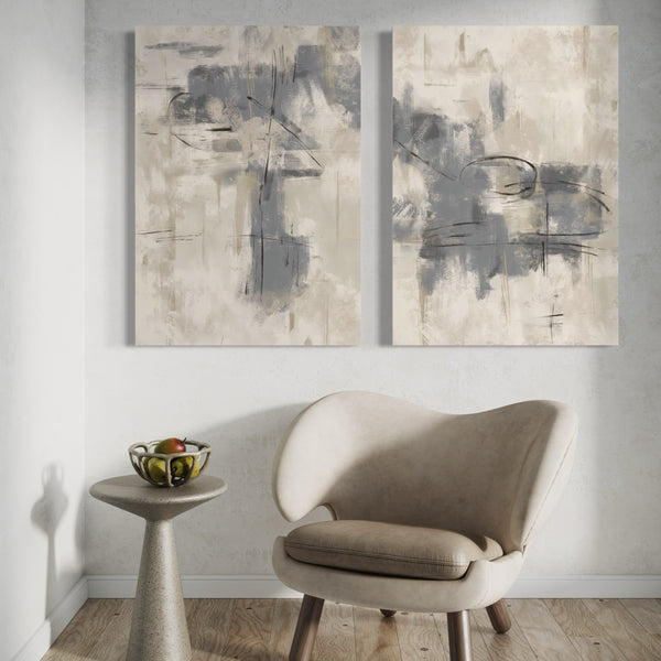 Abstract Canvas Set of 2 - Grey Dream