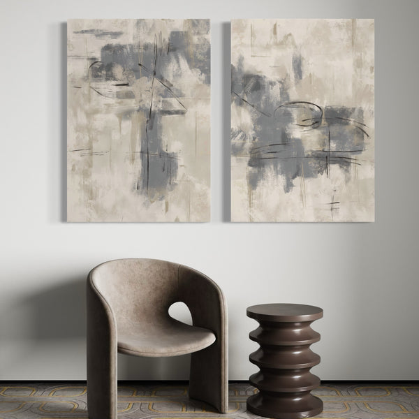 Abstract Canvas Set of 2 - Grey Dream