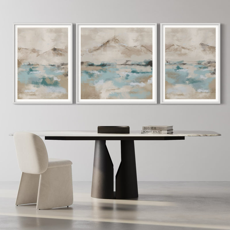 Abstract Art set of 3 prints - Ocean Mountain