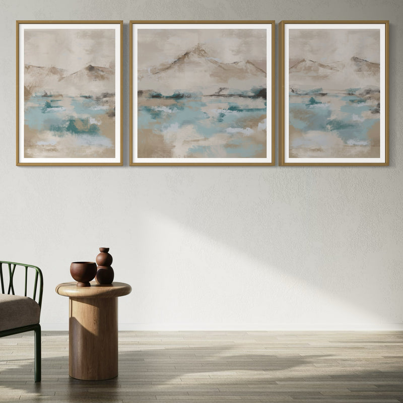 Abstract Art set of 3 prints - Ocean Mountain