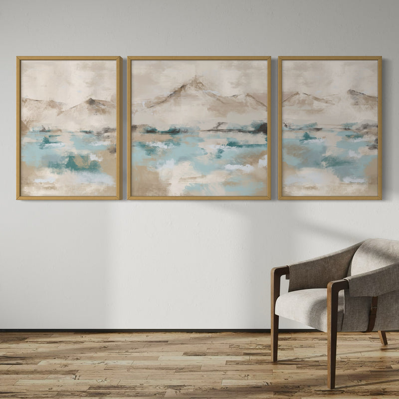 Abstract Art set of 3 prints - Ocean Mountain