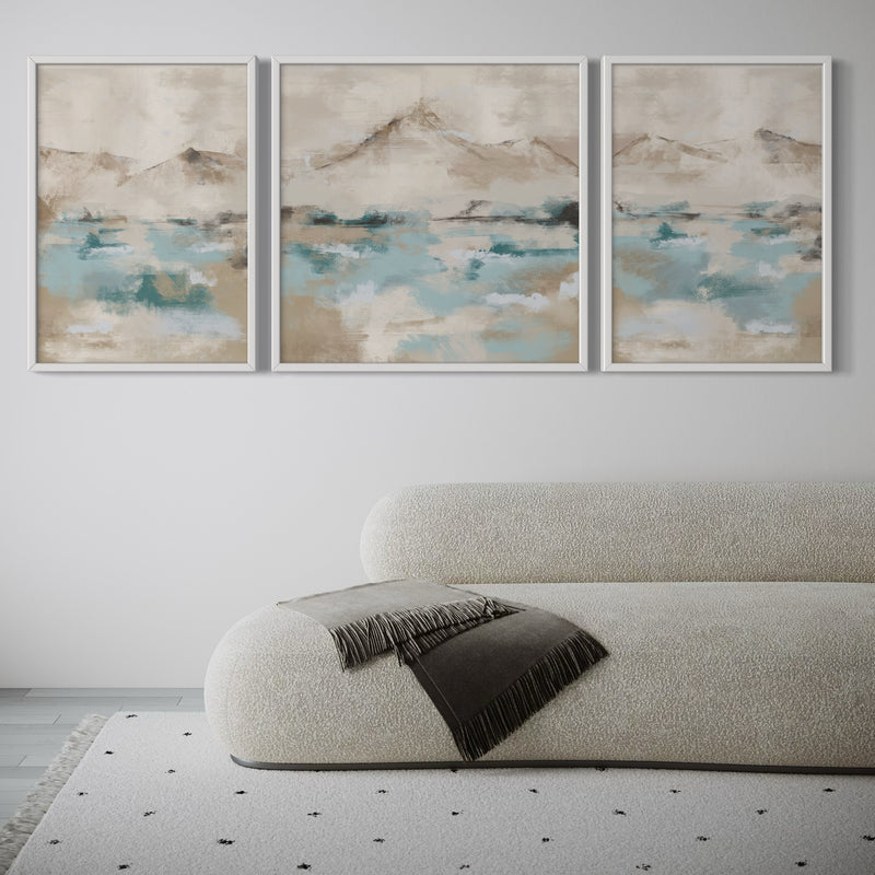 Abstract Art set of 3 prints - Ocean Mountain