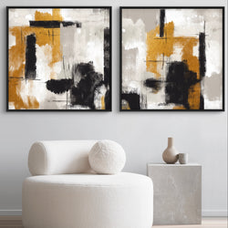 Framed Canvas Set of 2 - Golden Noir