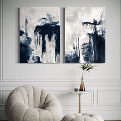 Abstract Canvas Set of 2 - Blue Storm