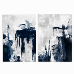 Abstract Canvas Set of 2 - Blue Storm