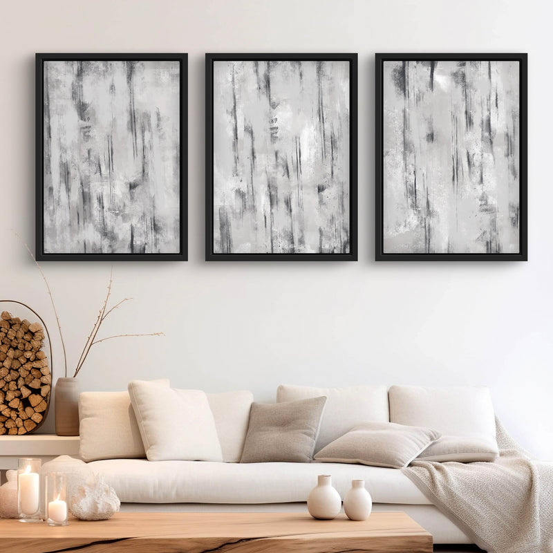 Set of 3 Framed Canvas - Concrete