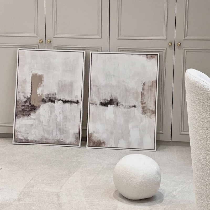 Framed Canvas Set of 2 - Nude & Grey Clouds
