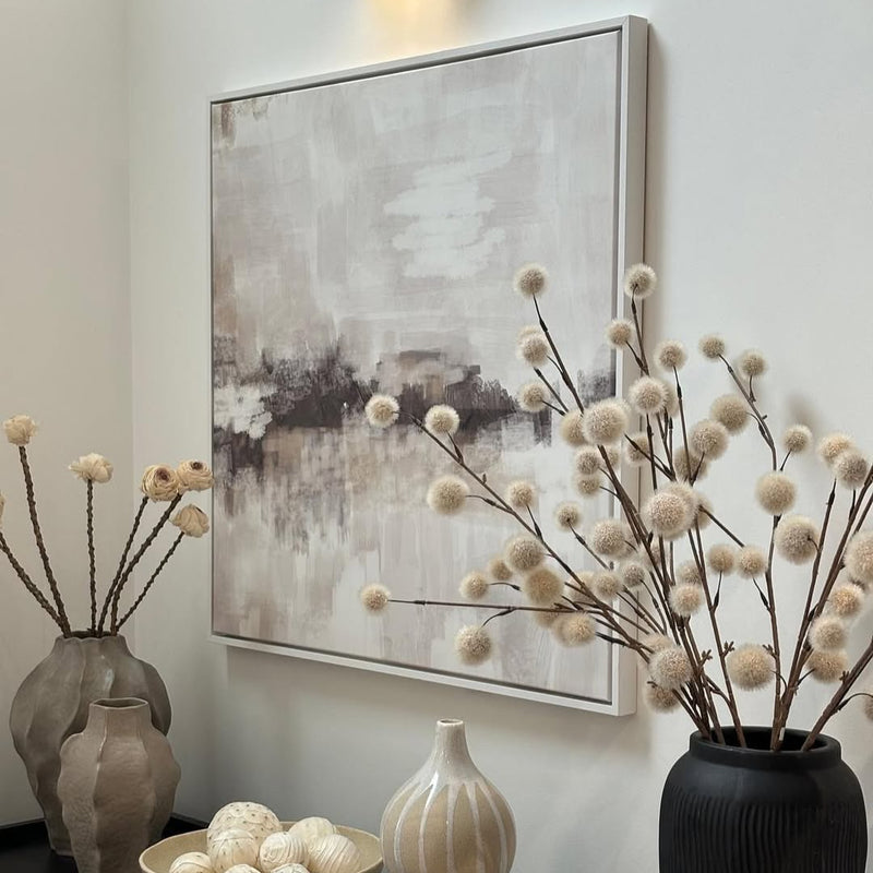 Framed Canvas - Nude & Grey Clouds