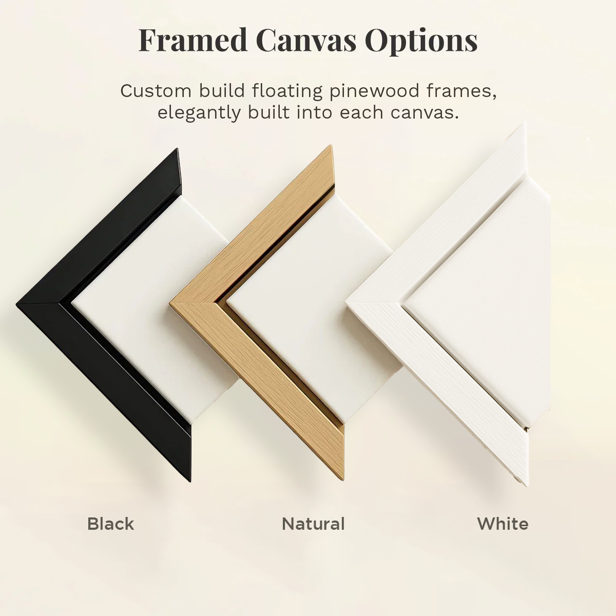 Set of 3 Framed Canvas - Cream Clouds