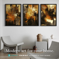 Abstract Art set of 3 prints - Autumn Orange