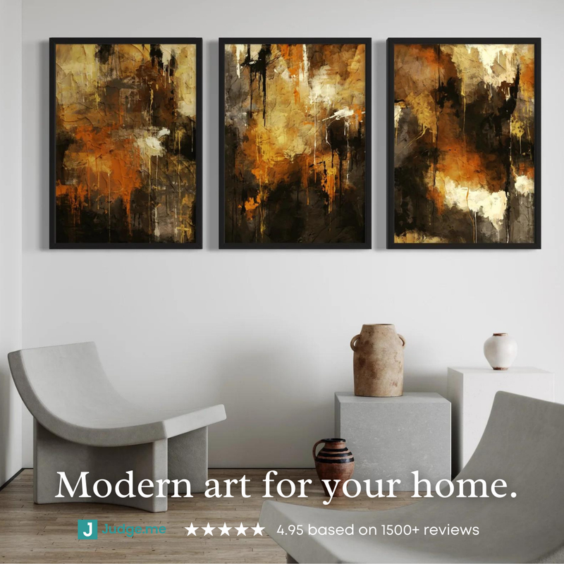 Abstract Art set of 3 prints - Autumn Orange