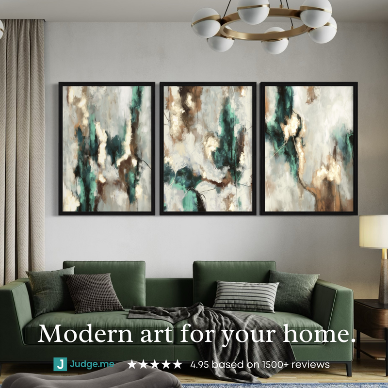 Abstract Art set of 3 prints - Green Forest