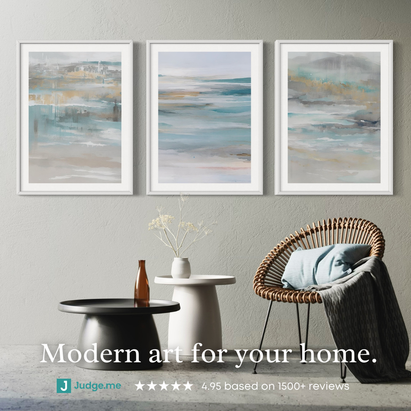 Abstract Art set of 3 prints - Calm Ocean