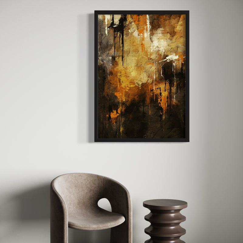 Abstract Art Print Autumn Orange - Modern Living Room Art