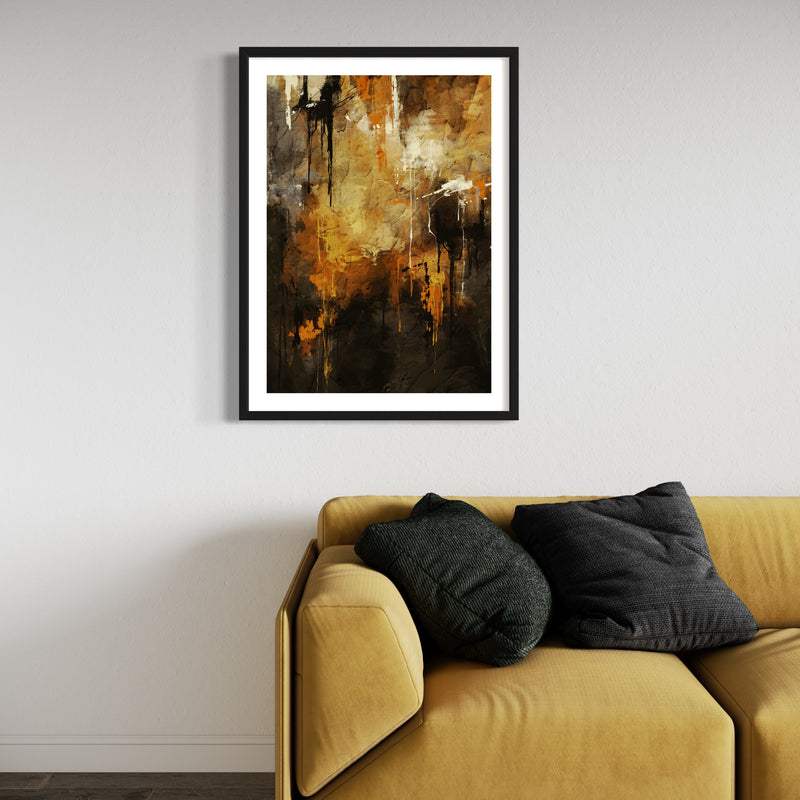 Abstract Art Print Autumn Orange - Modern Living Room Art