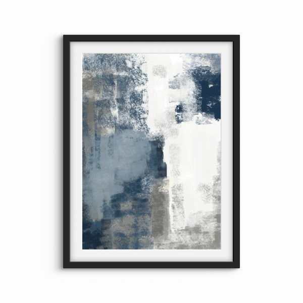 Abstract Art Print Blue and Grey - Modern Art Print